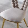 Modern Chair With Iron Tube Legs, Soft Cushions And Comfortable Backrest, Suitable For Dining Room, Living Room, Cafe, Hairball Back (Set of 2) - Golden - Image 5