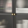 Modern Metal Sideboard Cabinet With 4 Glass Doors, Steel Kitchen Storage And Coffee Bar Cabinet - Black - Image 25