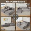Compression Sectional Couch With Comfy Chaise, Boneless L Shape Sofa With Deep Seat, Minimalist Modular Couches Sleeper - Gray - Image 5