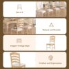 Topmax - 6 Piece Vintage Traditional Extendable Dining Table Set With Removable Leaf, Upholstered Dining Bench And 4 Chairs For 6 - Natural - Image 5