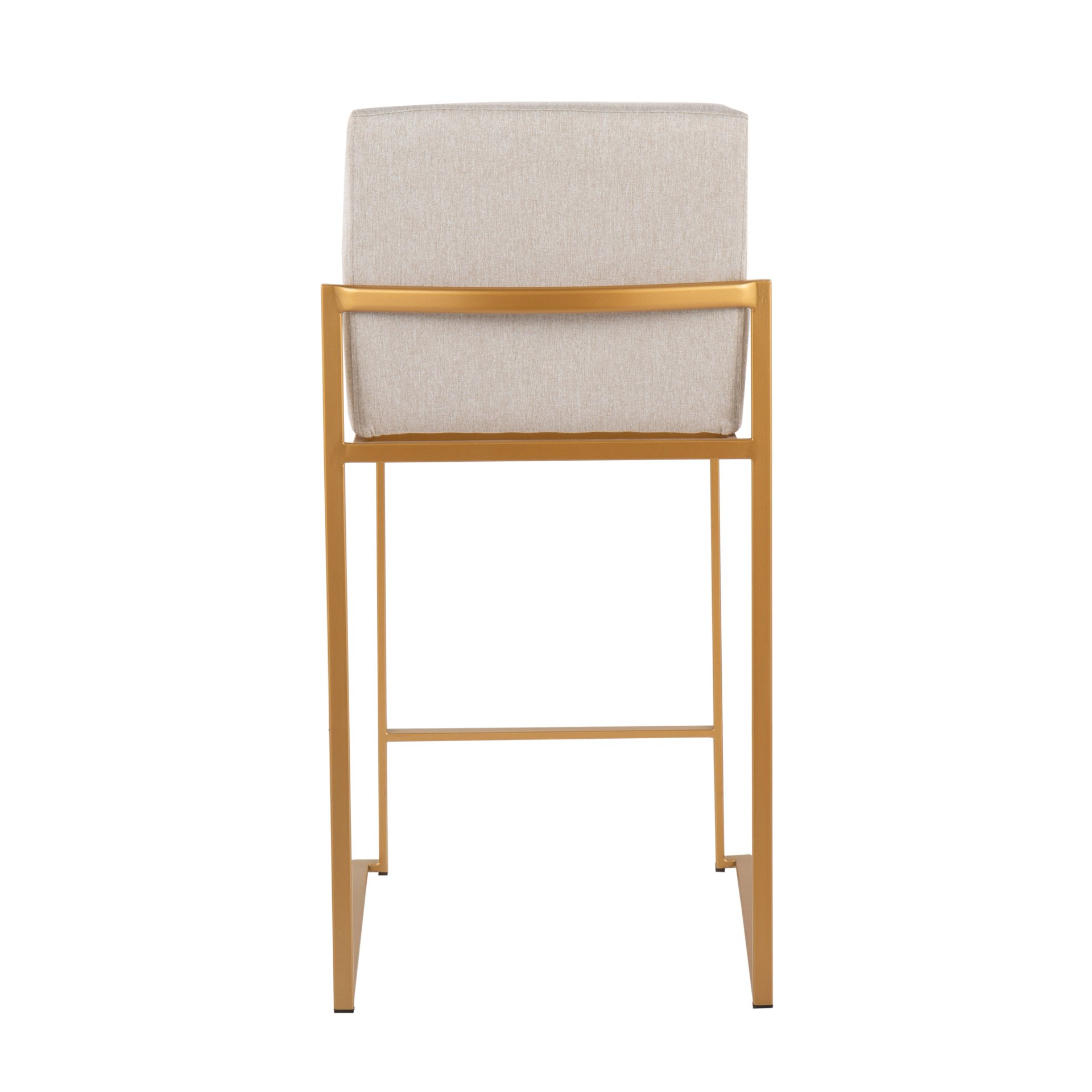 Fuji - Contemporary High Back Counter Stool (Set of 3) - Gold / Beige - Image 5