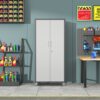 Metal Garage Storage Cabinet With Wheels Heavy Duty Tool Storage Cabinet - Brushed Nickel - Image 8