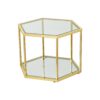 Modern Design Living Room Coffee Table With Stainless Steel Frame And Tempered Glass - Gold - Image 5