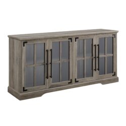 Modern Farmhouse Windowpane Glass Door TV Stand For TVs Up To 65" - Gray Wash