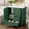 Bathroom Vanity, Modern Bathroom Cabinet With Sink Combo Set, Bathroom Storage Cabinet With A Soft Closing Door And 3 Drawers, Solid Wood Frame - Green - Image 11
