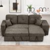 Reversible Sleeper Sectional Sofa Bed With Side Shelf And 2 Stools, Pull-Out L-Shaped Sofa Bed, Corner Sofa-Bed With Storage Chaise Left / Right Hande For Living Room - Knox Charcoal - Image 8