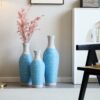 Desktop Vase, Classic And Neat Floor Vase, High Independent Flower Stand, Home Decoration Flower Stand (Set of 3) - White / Blue - Image 19
