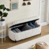 Faux Fur Flip Top Storage Bench With Metal Legs, Wide, Bed End Stool Foot Rest - Beige - Image 5