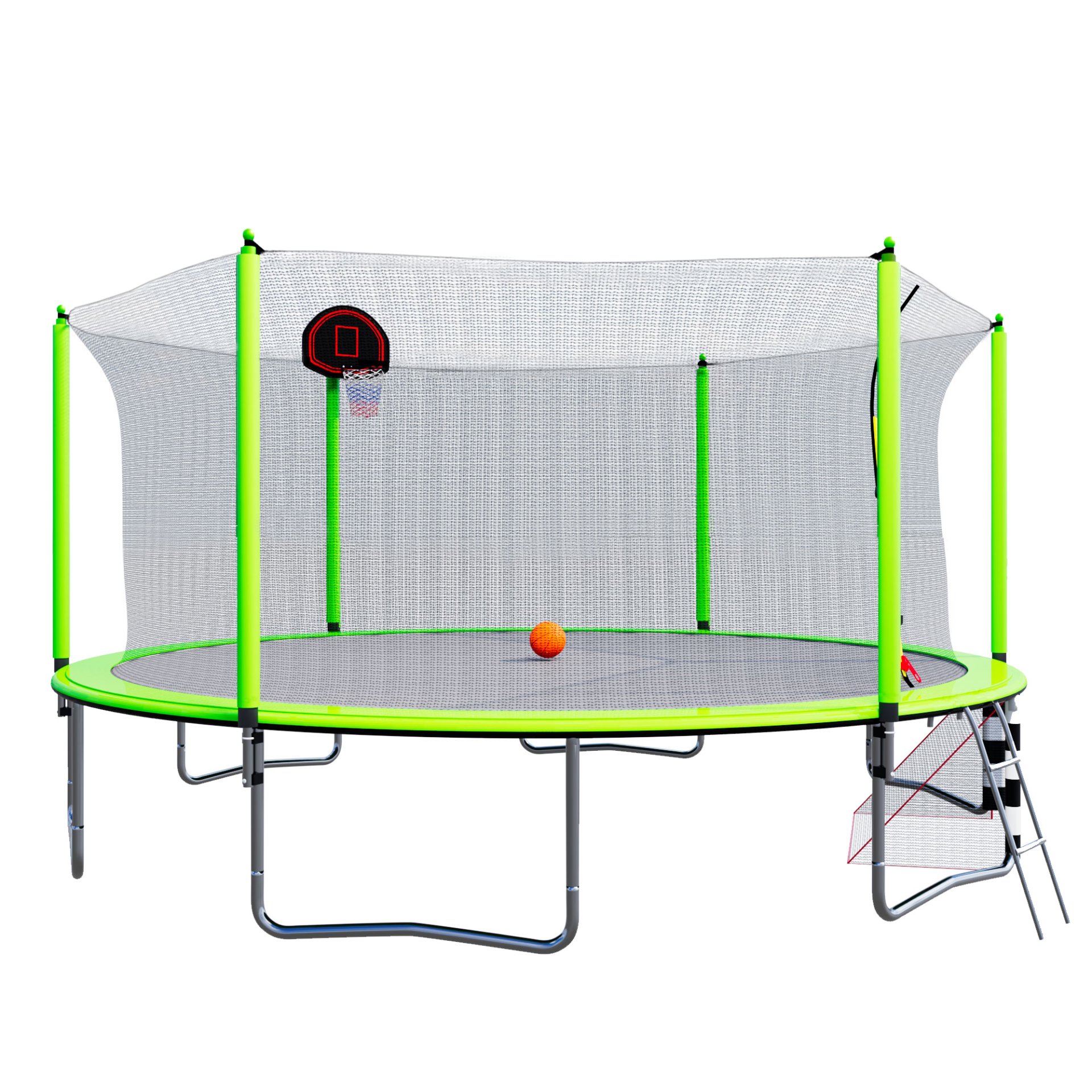 16Ft Trampoline With Basketball Hoop Pump And Ladder (Inner Safety Enclosure) With Soccer Goal - Green - Image 20