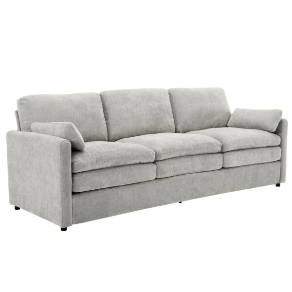 Cozy Upholstered 3 Seater Sofa Oversized Comfy Cloud Sofa Double Cushion 3 Seater Sofa Plush Cushion Sofa Couch For Living Room - Light Gray
