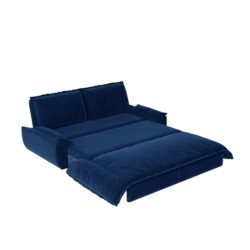 Queen Pull Out Sofa Bed, 3 In 1 Convertible Sleeper Sofa, Multi Functional Velvet Loveseat Bed - Blue