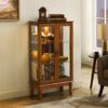 Curio Cabinet Lighted Curio Diapaly Cabinet With Adjustable Shelves And Mirrored Back Panel, Tempered Glass Doors (3 Tier), (E26 Light Bulb Not Included) - Oak - Image 9