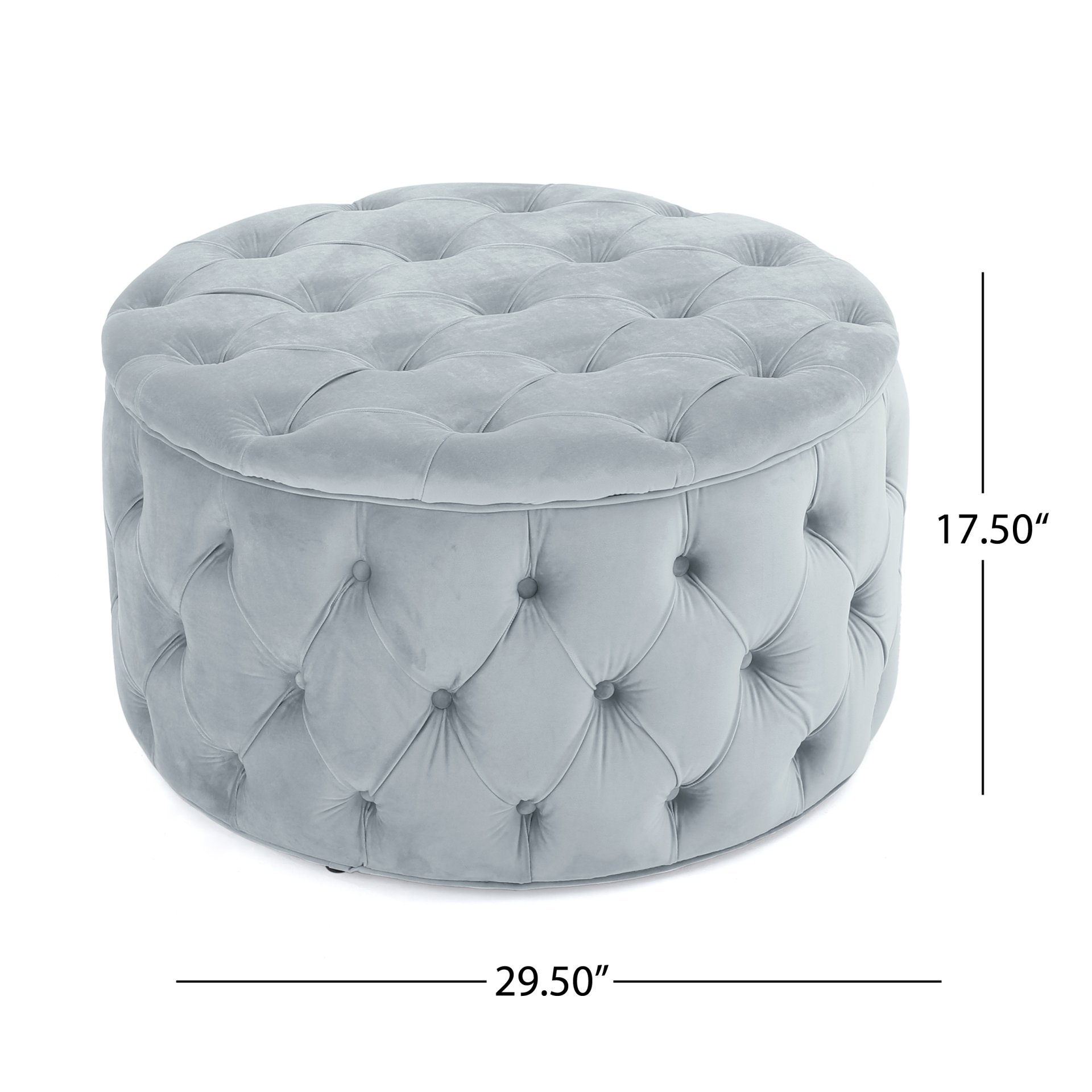 Elegant Ottoman With Plush Velvet Upholstery - Light Gray - Image 3