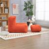 Fluffy Bean Bag Chair, Comfortable Bean Bag For Adults And Children, Super Soft Lazy Sofa Chair With Memory Foam And Ottoman, Indoor Modern Focus Bean Bag Chair For Living Room, Bedroom, Apartment - Red - Image 4