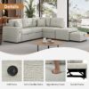 Sectional Sofa L-Shaped Sofa Couch Pull-Out Sofa Bed With A Movable Ottoman, Two USB Ports And Two Cup Holders For Living Room - Gray - Image 9