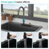 Modern Quartz Composite Waterfall Kitchen Sink With Pull Out Faucet, 33 X 22" - Black - Image 6