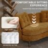 Polyester Fiber Loveseat Sofa Upholstered Couch With Golden Metal Legs Club 2 Seat Sofa For Living Reading Room Bedroom Apartment Small Space Dorm - Yellow - Image 3