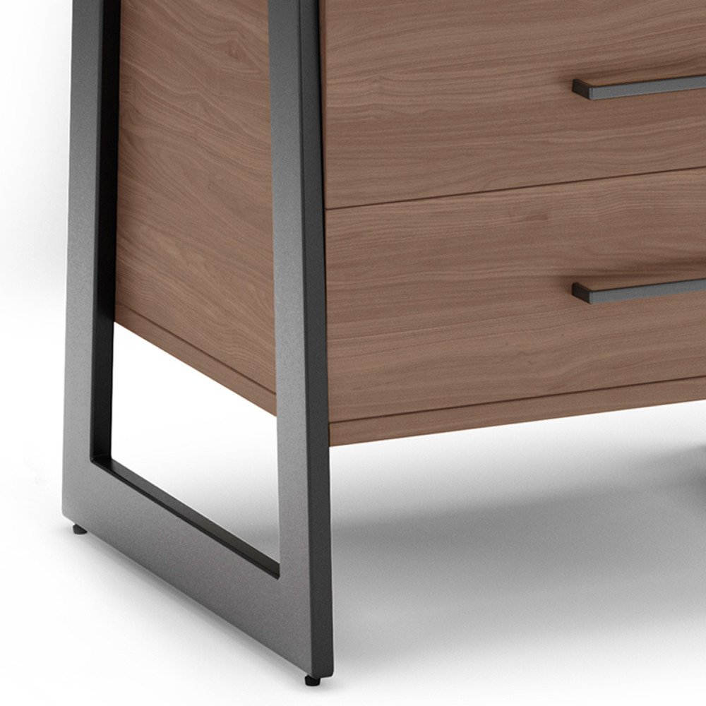 Sawhorse - Solid Walnut Veneer And Ladder Shelf With Storage - Dark Brown - Image 5