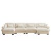 Modern Velvet U Shaped Sectional Sofa With Movable Ottomans Upholstered 4 Seater With Bolstered Armrests And Pillows - Cream - Image 11