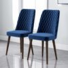 Katie - Mid-Century Modern Velvet Dining Chair (Set of 2) - Blue - Image 2
