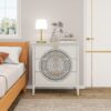 3 Drawer Cabinet With Hollow Carved 3 Drawer Dresser Storage Chest With Metal Handles For Entryway Living Room Bedroom - Beige - Image 3