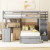 Full Over Twin Bunk Bed With Desk, Drawers And Shelves - Gray - Image 20