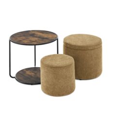 Multi Functional Combination Set Table Ottoman With Drum Stool And Storage Space Foam - Dark Yellow