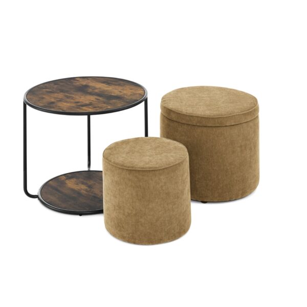 Multi Functional Combination Set Table Ottoman With Drum Stool And Storage Space Foam - Dark Yellow