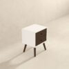 Caroline - Mid-Century Modern Style White Night Stand 2 Drawer - Dark Brown / White - Image 4