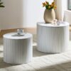 Premium Nested Table Set 2 Pieces, Coffee Table Set For Living Room - White - Image 5