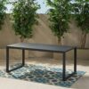 Modern Outdoor Dining Table With, Slatted Top, And U Shaped Legs - Black - Image 5