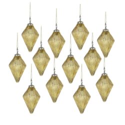 Christmas Ornaments, Glass Decorative Hanging Ball Christmas Tree Ornaments For Holiday Party Decorations (Set of 12) - Gold