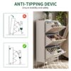 Modern Shoe Storage Cabinet With 3 Flip Drawers And Metal Frame For Entryway - Brushed Nickel - Image 7