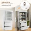 Freestanding Tall Bathroom Cabinet With 2 Adjustable Shelves, 3 Drawers, Soft Close Glass Doors - White - Image 9