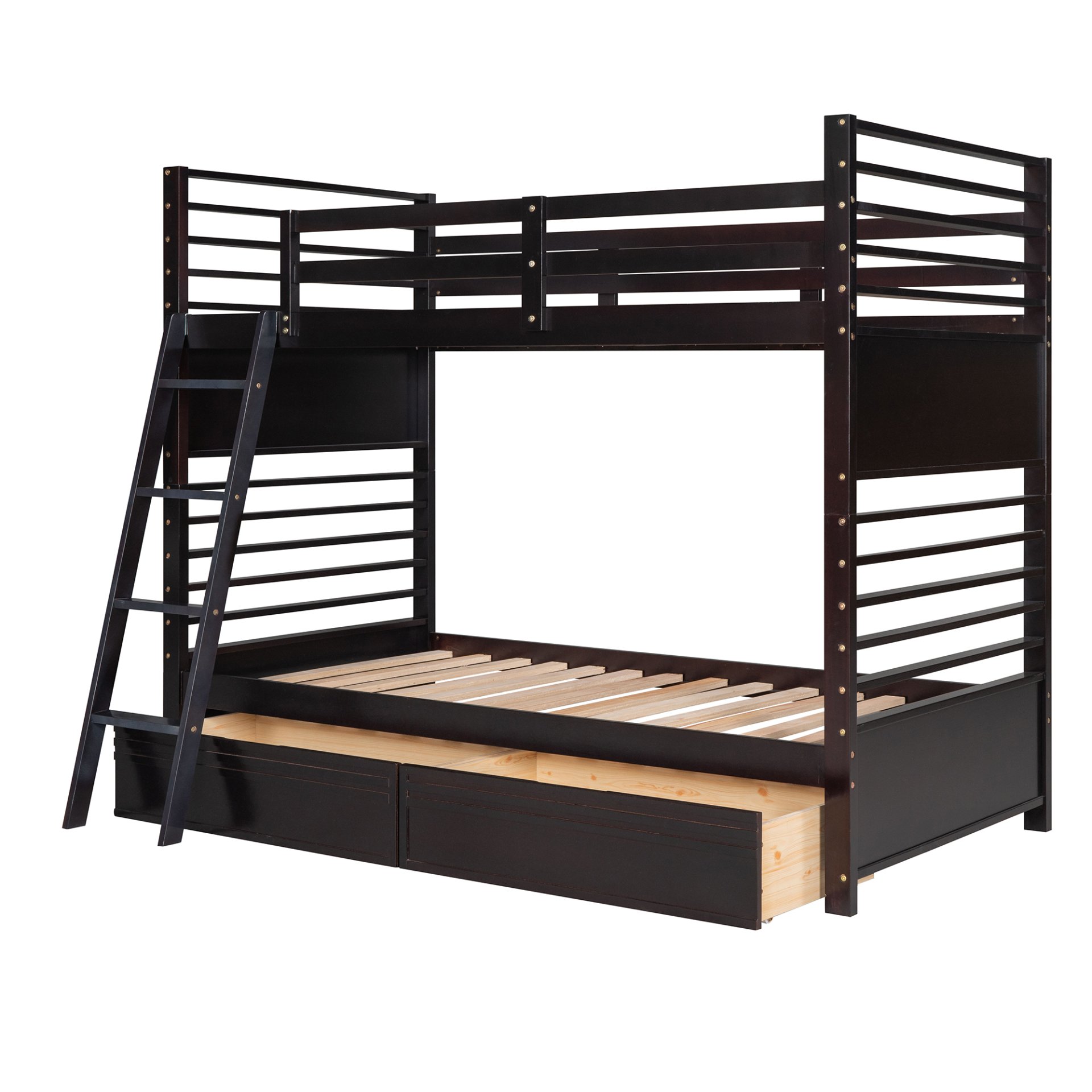 Twin Over Twin Bunk Bed With 2 Drawers - Espresso - Image 6