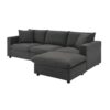 Modern Sectional Sofa, L-Shaped Couch Set With 2 Free Pillows, 4 Seat Polyester Fabric Couch Set With Convertible Ottoman - Dawn Gray - Image 9