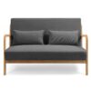 Leisure Chair With Solid Wood Armrest And Feet, Mid-Century Modern Accent Sofa, 2 Seat - Dark Gray - Image 6