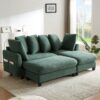 Upholstered Sectional Sofa With Movable Ottoman And Storage - Green - Image 13