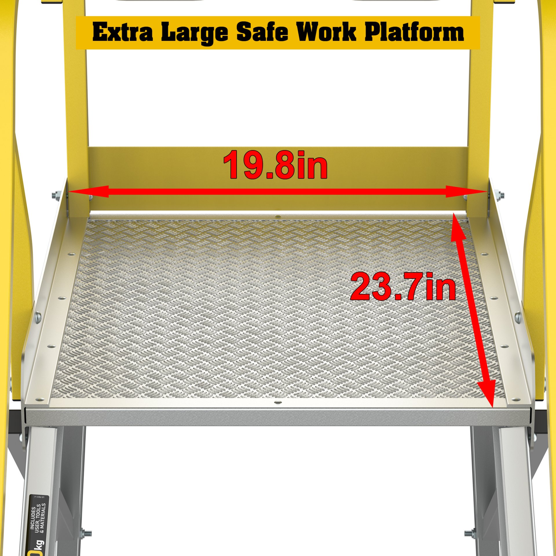 Heavy Duty Aluminum Rolling Platform Ladder With 5 Steps, 375Lbs Capacity - Silver - Image 7