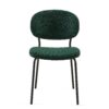 Boucle Dining Chairs, Modern Dining Room Chairs With Black Metal Legs, Armless Kitchen Chair For Dining Room, Living Room (Set of 4) - Dark Green - Image 5