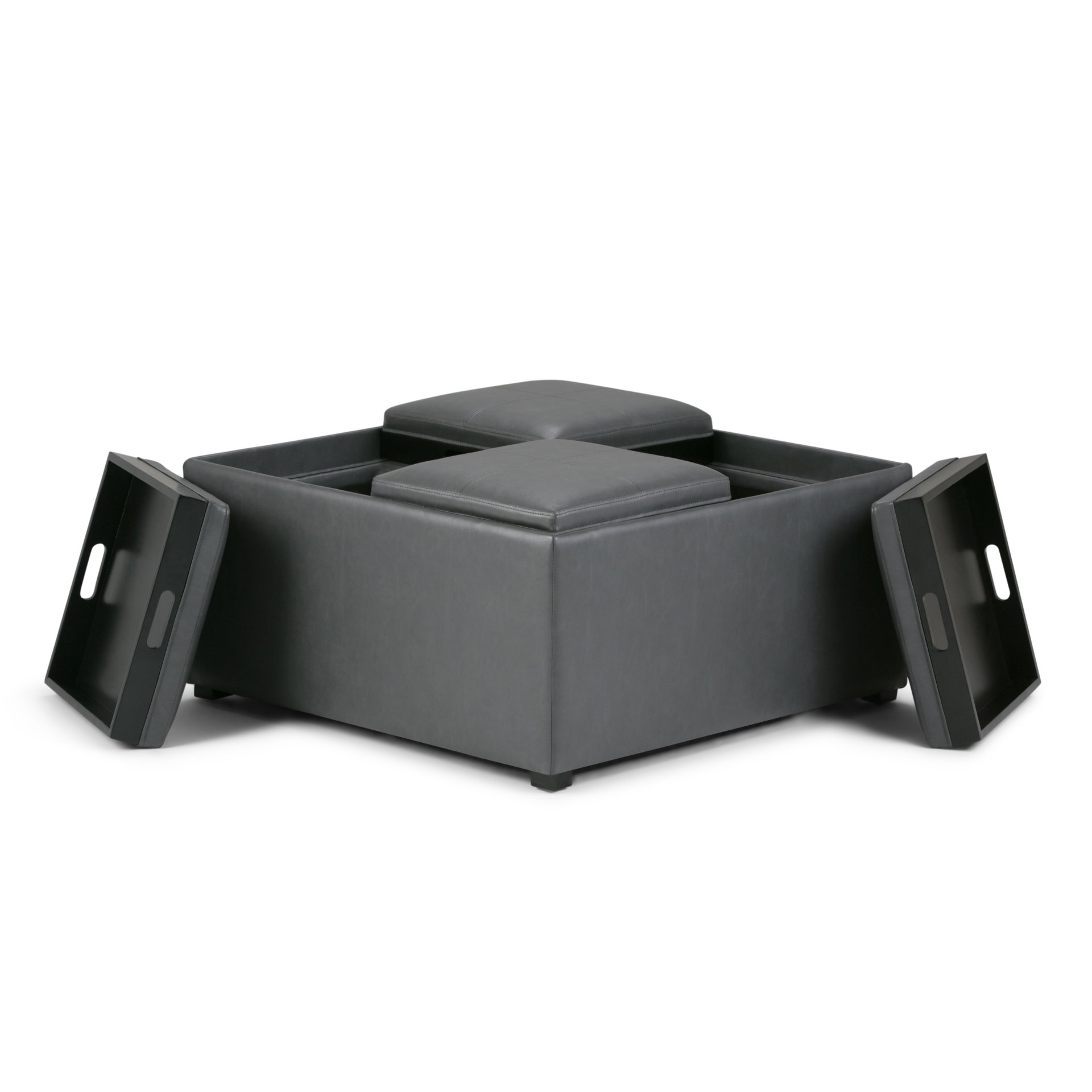 Avalon - Square Coffee Table Storage Ottoman - Stone Gray - Image 9