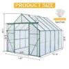 Double Door Polycarbonate Greenhouse Raised Base And Ancho, Heavy Duty Walk In Greenhouses For Outdoor Backyard In All Season - Green - Image 6