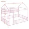 Full Size Bed House Frame With Fence And Shelves - Pink - Image 10