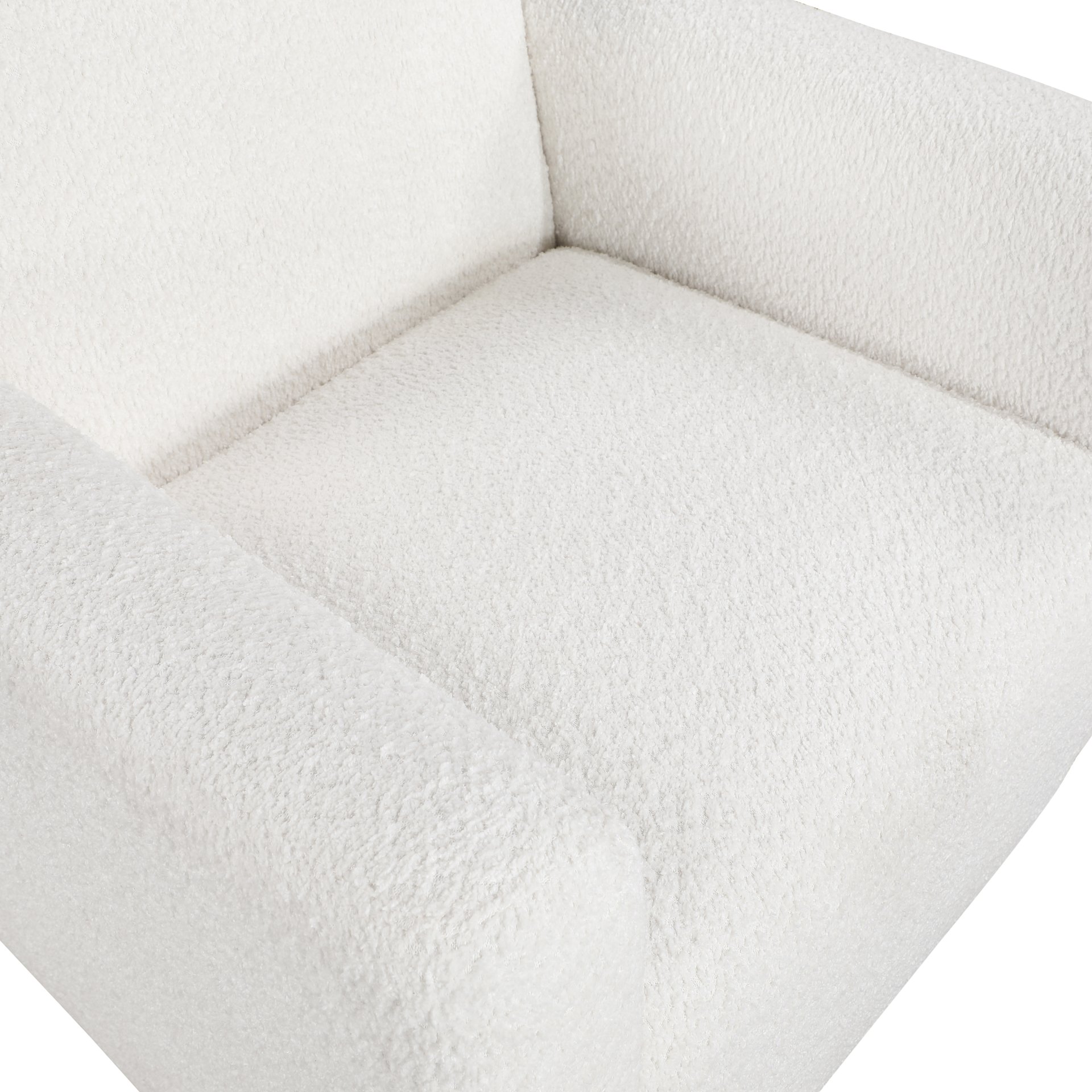 Mason - Boucle Fabric Arm Chair With Wooden Legs - White - Image 6