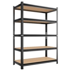 5 Tier Storage Rack, Adjustable Height Shelving, Warehouse Supermarket Basement Storage - Black