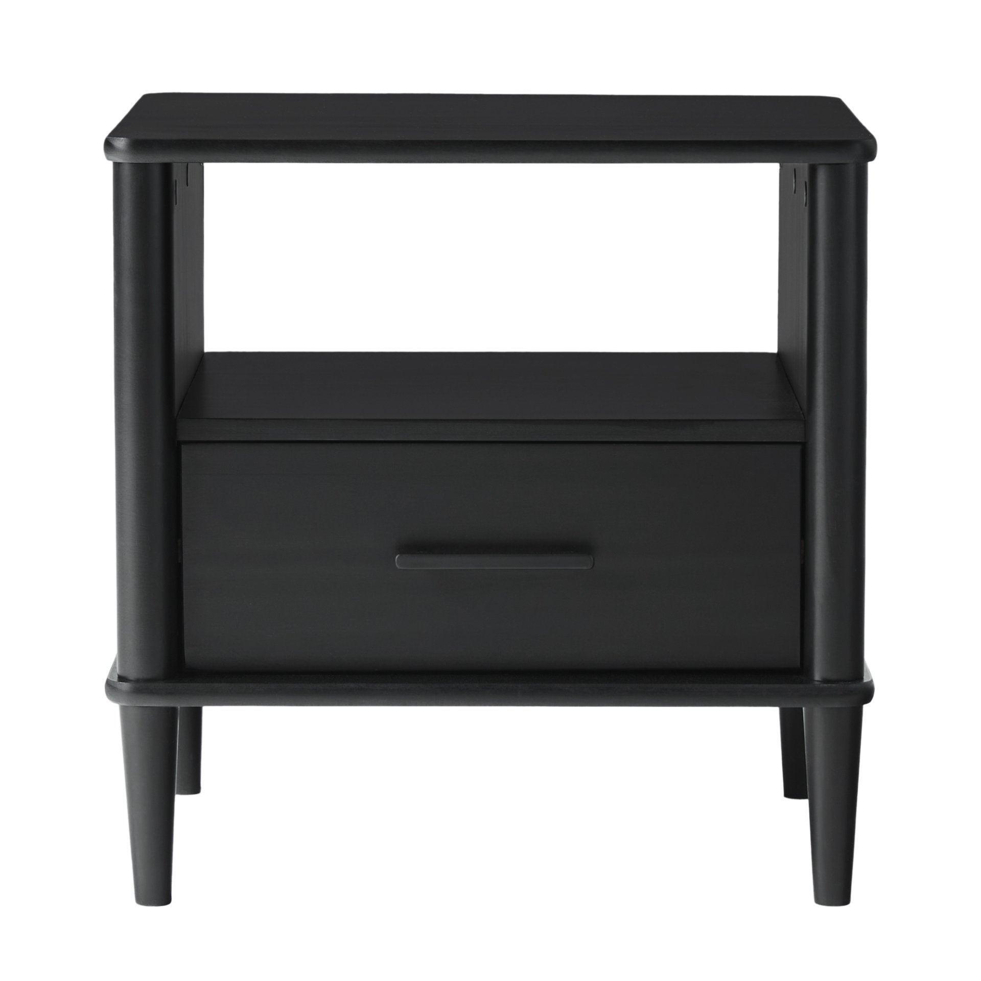 Transitional Solid Wood Spindle Nightstand - Black - Image 4