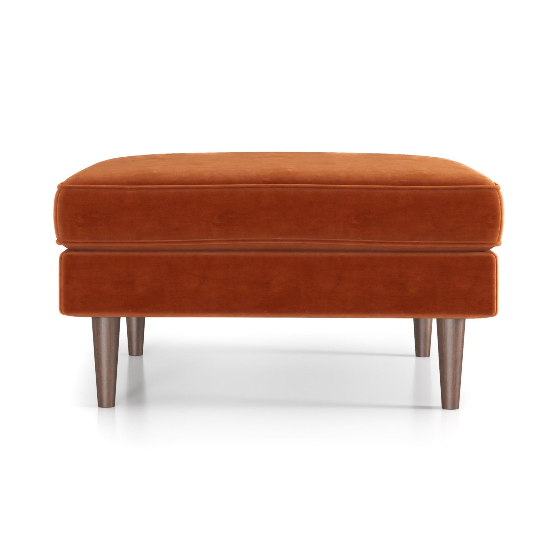 Amber - Square Upholstered Ottoman Velvet - Burnt Orange - Image 6