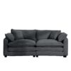 Modern Fabric Living Room Sofa With 4 Pillows Upholstered Large Deep Seating Loveseat Corduroy - Gray - Image 6