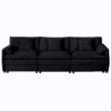 Modular Sectional Sofa Oversized Deep Seat L Shaped Couch Set With Movable Ottoman - Black - Image 21