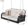 PE Wicker Porch Swing, 2 Seater Hanging Bench With Chains, Patio Furniture Swing For Backyard Garden Poolside - Black / Beige - Image 13